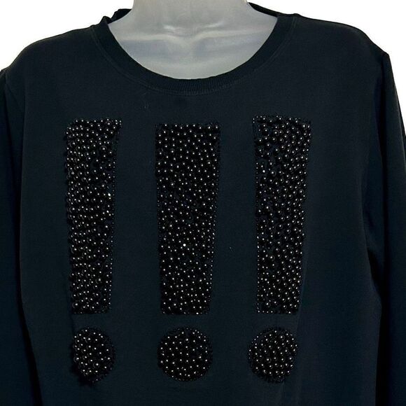 Speedway Luxury Italian Top Women's Large Black Bead Embellishments Long Sleeve - Picture 2 of 10